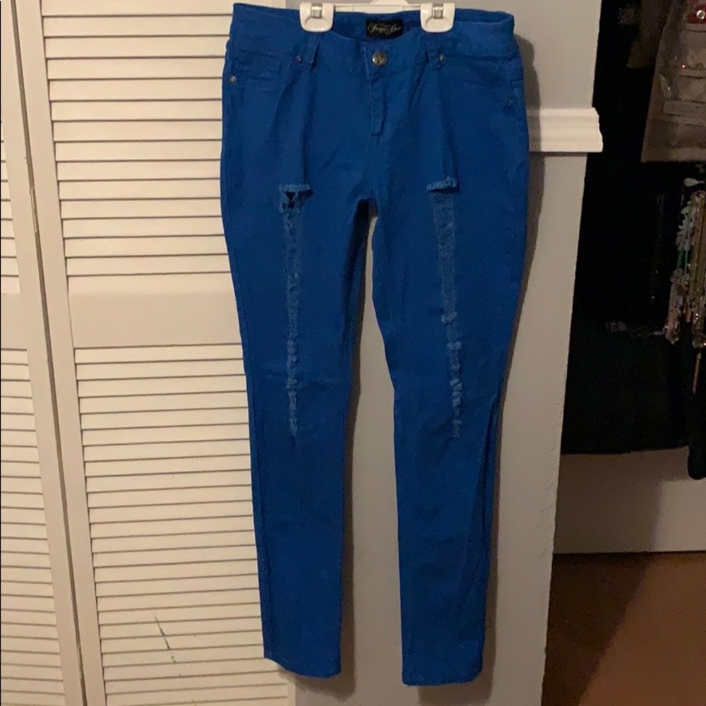 Royal Blue ripped Denim Jeans